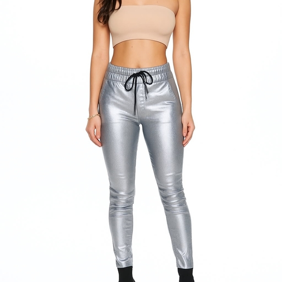 Juicy Couture Pants - Juicy Couture Silver Comfy Elastic Waist  Drawstring Jogger Pants Sz 2.